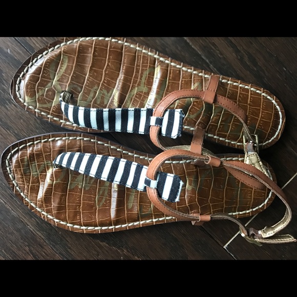 black and white striped sandals